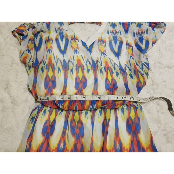 Bisou Bisou Dress Womens Size 4 Chiffon Cold Shoulder Multicolor Lined - Picture 12 of 15